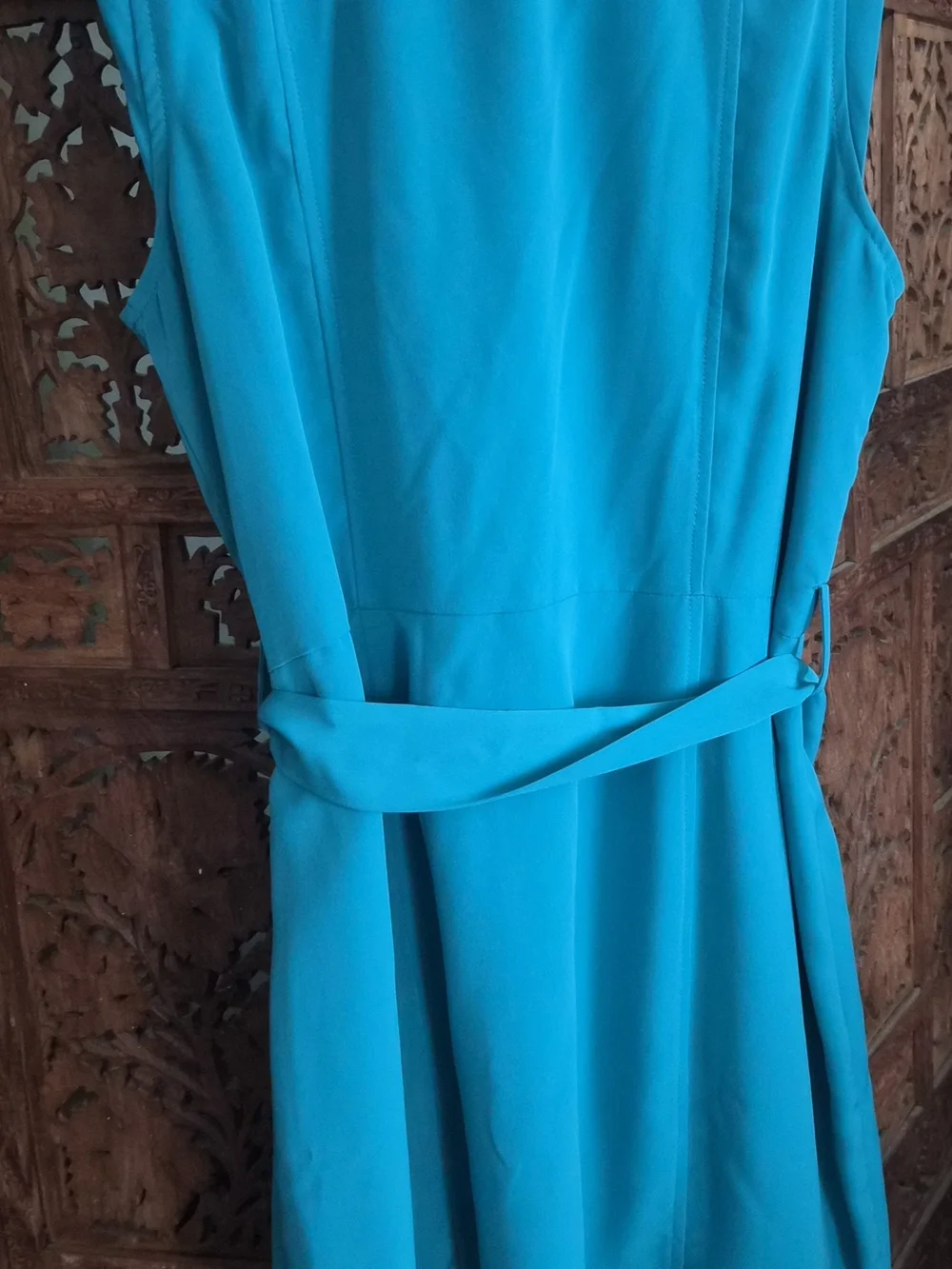 Calvin Klein Emerald Green Asymmetrical Zip Belted Sheath Dress
